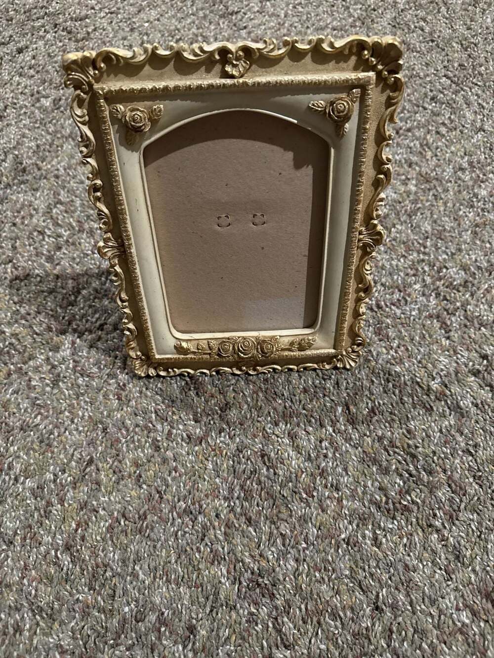 Vintage Style Ornate Resin Picture Frame with Rose Details and Gold Patina